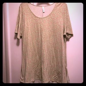 3XL LuLaRoe Perfect Tee Green w/ Pink Design
